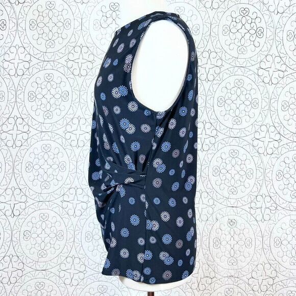 Anne Klein Women Sleeveless Blouse Side Gather Floral Print L - Picture 6 of 10